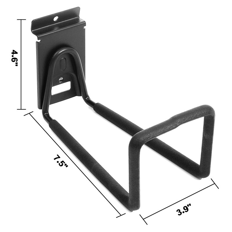 HOSKO Slatwall Hose Hooks, Heavy Duty Garage Storage Utility Tool Double Holder Bike Hanger Organizer for Bicycle Ladder and Folding Chairs (2 Pack, Black) - Image 3